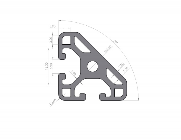 strut profile 30x30 mm with groove width 6 mm 45° Black